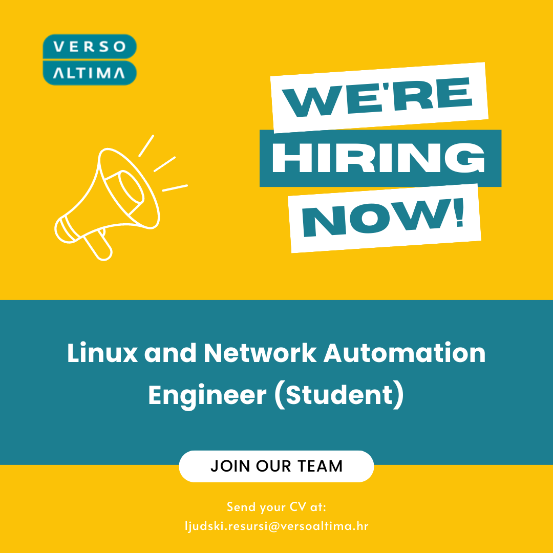 Otvorena studentska pozicija: Inženjer/ka za automatizaciju Linux sustava i mrežnih rješenja